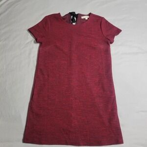 Loft Knit Dress Size 8 Burgundy Pockets Short Sleeve Back Tie & Zip Size 6